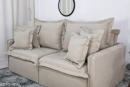 Sofá Retrátil Reclinável e Sofá Cama Lima 2.00m Linho Bege - Sem Caixa - Imagem 2