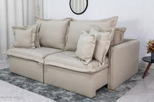Sofá Retrátil Reclinável e Sofá Cama Lima 2.00m Linho Bege - Sem Caixa - Imagem 3