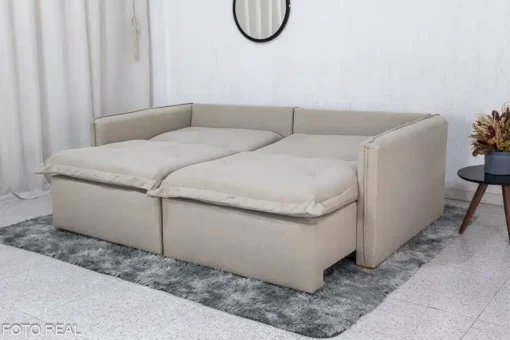Sofá Retrátil Reclinável e Sofá Cama Lima 2.00m Linho Bege - Sem Caixa - Imagem 8