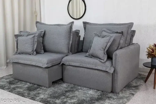 Sofá Retrátil Reclinável e Sofá Cama Lima 2.00m Linho Cinza - Sem Caixa - Imagem 3