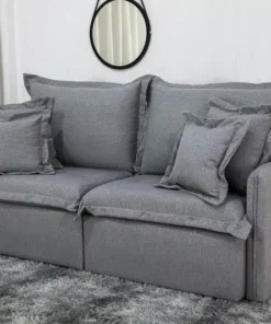 Sofá Retrátil Reclinável e Sofá Cama Lima 2.00m Linho Cinza - Sem Caixa