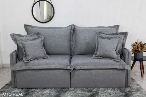 Sofá Retrátil Reclinável e Sofá Cama Lima 2.00m Linho Cinza - Sem Caixa - Imagem 5