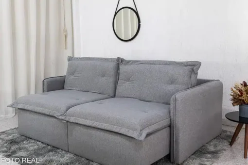 Sofá Retrátil Reclinável e Sofá Cama Lima 2.00m Linho Cinza - Sem Caixa - Imagem 7