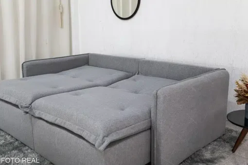 Sofá Retrátil Reclinável e Sofá Cama Lima 2.00m Linho Cinza - Sem Caixa - Imagem 9