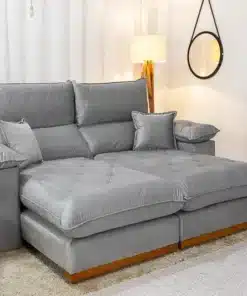 Sofá Retrátil Reclinável Magnum 2.10m Veludo Prata - Molas Ensacadas