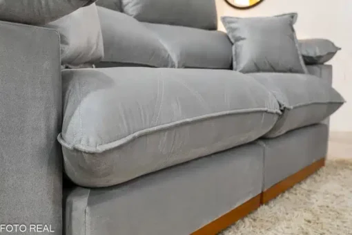 Sofá Retrátil Reclinável Magnum 2.10m Veludo Prata - Molas Ensacadas - Imagem 7