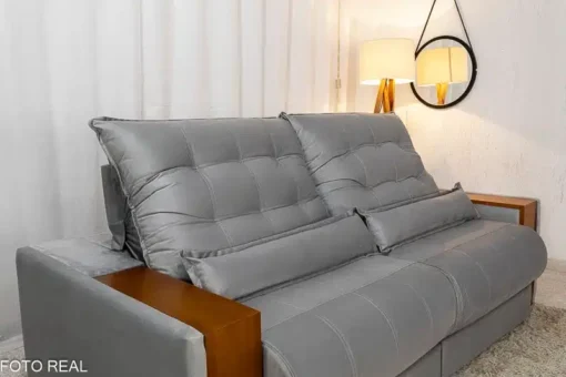 Sofá Retrátil Reclinável Gênova 2.50m Veludo Prata – Molas Ensacadas - Imagem 6