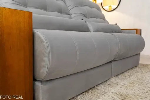 Sofá Retrátil Reclinável Gênova 2.50m Veludo Prata – Molas Ensacadas - Imagem 7