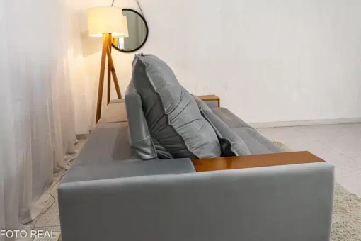 Sofá Retrátil Reclinável Gênova 2.50m Veludo Prata – Molas Ensacadas - Imagem 8