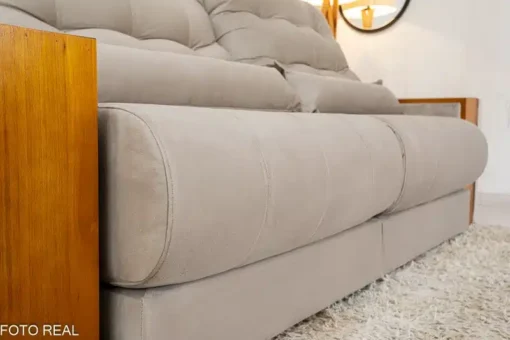 Sofá Retrátil Reclinável Gênova 2.30m Veludo Bege – Molas Ensacadas - Imagem 7