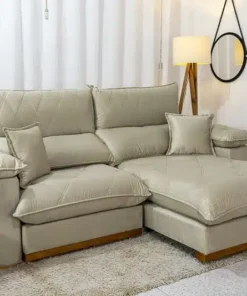 Sofá Retrátil Reclinável Magnum 2.30m Veludo Bege - Molas Ensacadas