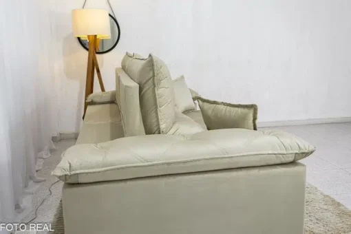 Sofá Retrátil Reclinável Magnum 2.30m Veludo Bege - Molas Ensacadas - Imagem 8