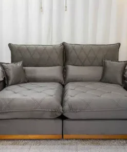 Sofá Retrátil Reclinável Magnum 2.30m Veludo Cinza – Molas Ensacadas