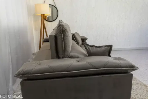 Sofá Retrátil Reclinável Magnum 2.50m Veludo Cinza – Molas Ensacadas - Imagem 8