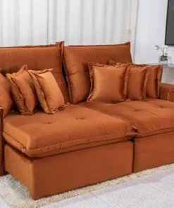 Sofá Retrátil Reclinável Ferrara 2.50m Veludo Terracota - D33 e Molas Ensacadas
