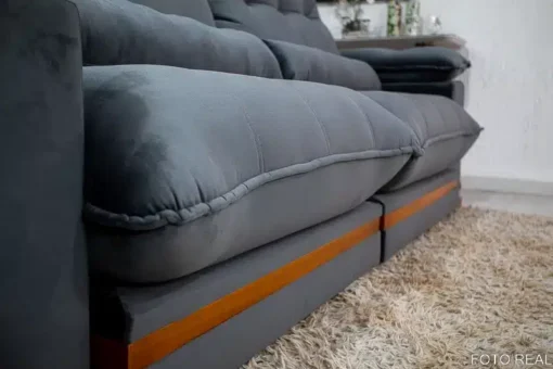 Sofá Retrátil Reclinável Ibiza Deluxe 2.50m Veludo Cinza – D33 e Molas Ensacadas - Imagem 6