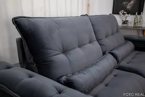 Sofá Retrátil Reclinável Ibiza Deluxe 2.50m Veludo Cinza – D33 e Molas Ensacadas - Imagem 7