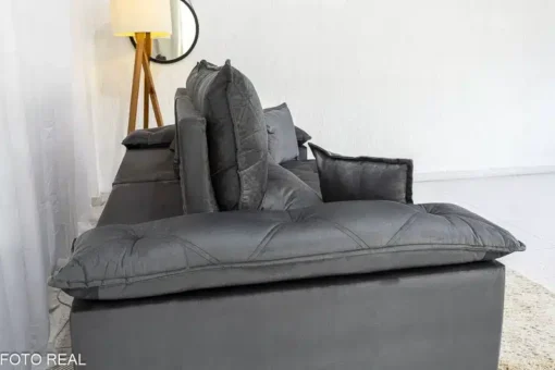 Sofá Retrátil Reclinável Magnum 2.50m Veludo Cinza – Molas Ensacadas - Imagem 8