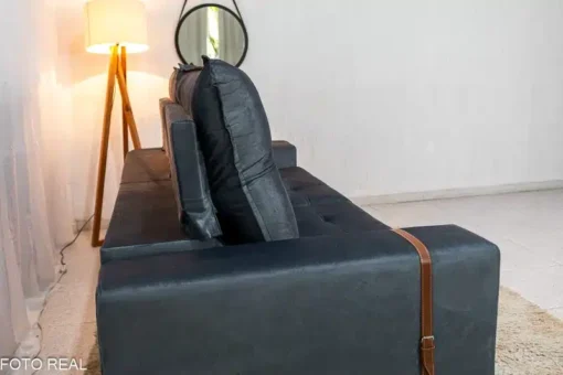 Sofá Retrátil Reclinável 2.50m Santiago Veludo Cinza - Molas Ensacadas - Imagem 8