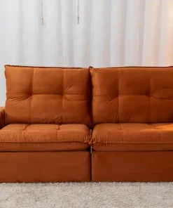 Sofá Retrátil Reclinável 2.50m Santiago Veludo Terracota – Molas Ensacadas
