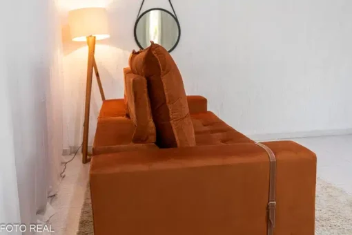 Sofá Retrátil Reclinável 2.50m Santiago Veludo Terracota – Molas Ensacadas - Imagem 8