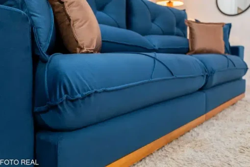 Sofá Retrátil Reclinável Gran Bello 2.90m Veludo Azul – D33 e Molas Ensacadas - Imagem 7