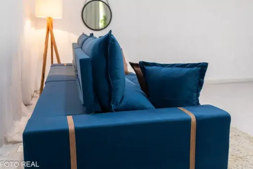 Sofá Retrátil Reclinável Gran Bello 2.90m Veludo Azul – D33 e Molas Ensacadas - Imagem 8