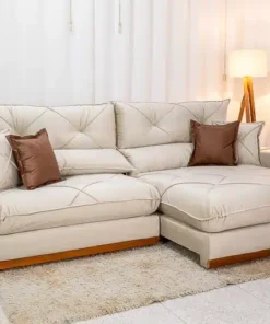 Sofá Retrátil Reclinável Gran Bello 2.90m Veludo Bege – D33 e Molas Ensacadas