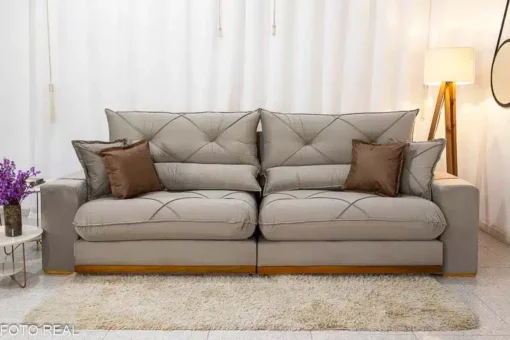Sofá Retrátil Reclinável Gran Bello 2.90m Veludo Capuccino - D33 e Molas Ensacadas - Imagem 6