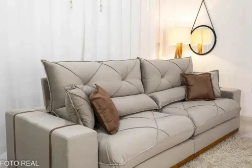 Sofá Retrátil Reclinável Gran Bello 2.90m Veludo Capuccino - D33 e Molas Ensacadas - Imagem 4
