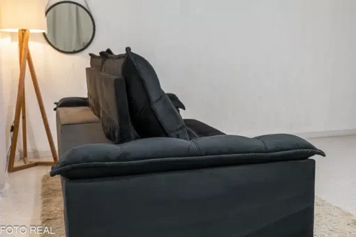 Sofá Retrátil Reclinável Barcelona 2.30m Veludo Preto – D33 e Molas Ensacadas - Imagem 8