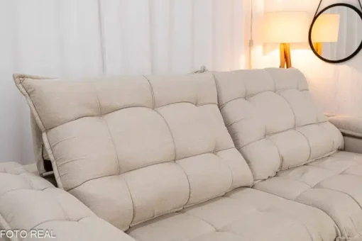 Sofá Retrátil Reclinável Barcelona 2.30m Linho Bege - D33 e Molas Ensacadas - Imagem 6