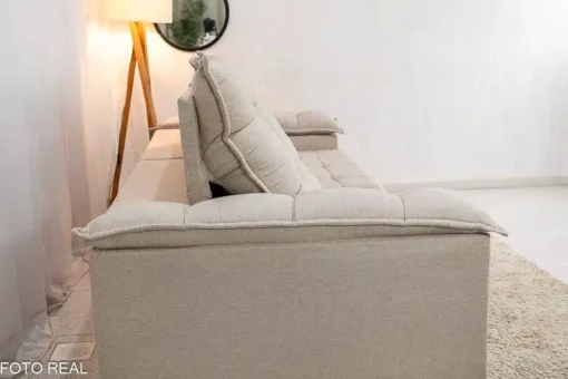 Sofá Retrátil Reclinável Barcelona 2.30m Linho Bege - D33 e Molas Ensacadas - Imagem 8
