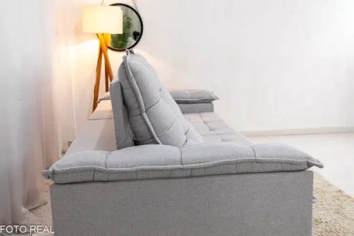 Sofá Retrátil Reclinável Barcelona 2.30m Linho Cinza Claro - D33 e Molas Ensacadas - Imagem 8