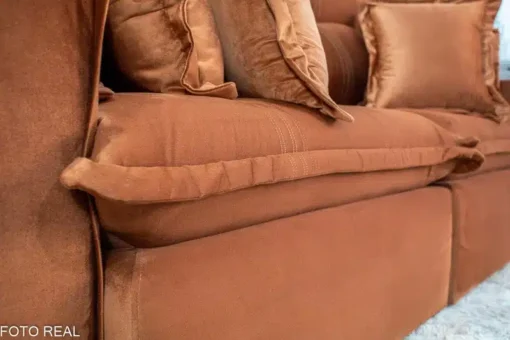 Sofá Retrátil Reclinável Ferrara 2.50m Veludo Terracota - D33 e Molas Ensacadas - Imagem 6