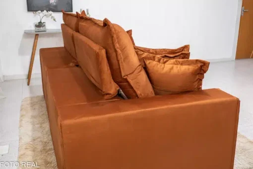 Sofá Retrátil Reclinável Ferrara 2.50m Veludo Terracota - D33 e Molas Ensacadas - Imagem 7