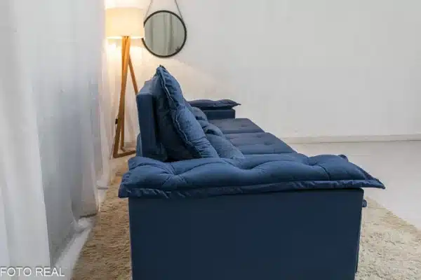 Sofá Retrátil Reclinável Grécia 2.70m Veludo Azul – Sem Caixa - Image 7