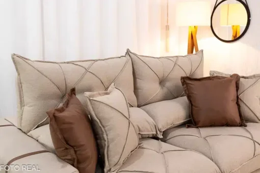 Sofá Retrátil Reclinável Gran Bello 2.00m Linho Bege - D33 e Molas Ensacadas - Imagem 6