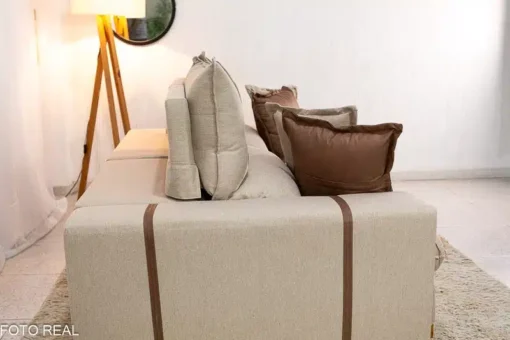 Sofá Retrátil Reclinável Gran Bello 2.00m Linho Bege - D33 e Molas Ensacadas - Imagem 8