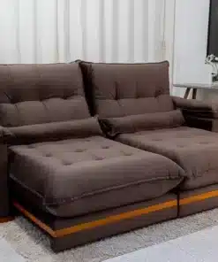 Sofá Retrátil Reclinável Ibiza Deluxe 2.30m Veludo Marrom – D33 e Molas Ensacadas