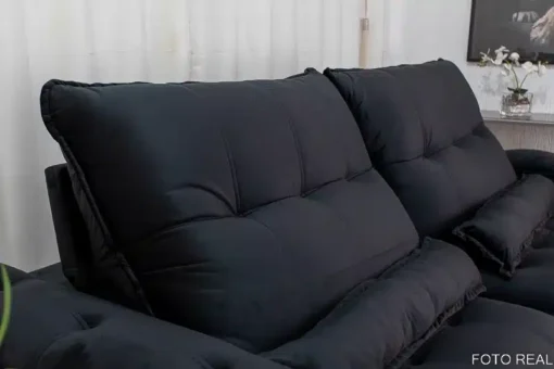 Sofá Retrátil Reclinável Ibiza Deluxe 2.50m Veludo Preto – D33 e Molas Ensacadas - Imagem 8