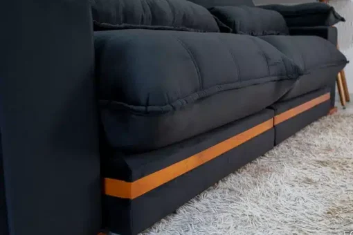 Sofá Retrátil Reclinável Ibiza Deluxe 2.50m Veludo Preto – D33 e Molas Ensacadas - Imagem 6