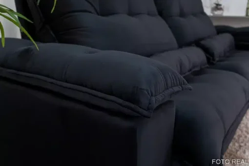 Sofá Retrátil Reclinável Ibiza Deluxe 2.50m Veludo Preto – D33 e Molas Ensacadas - Imagem 7