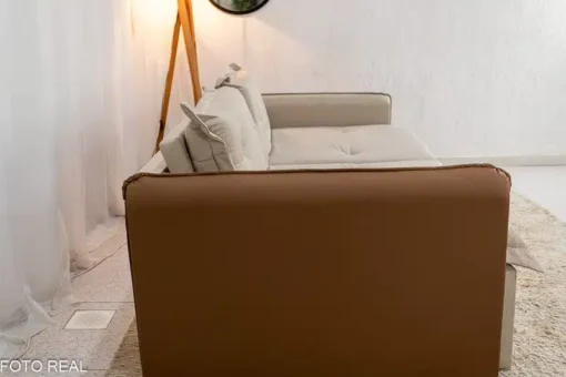 Sofá Retrátil Reclinável e Sofá Cama Lima 2.00m Linho Bege Courino – Sem Caixa - Imagem 15