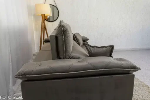 Sofá Retrátil Reclinável Magnum 2.10m Veludo Cinza – Molas Ensacadas - Imagem 8