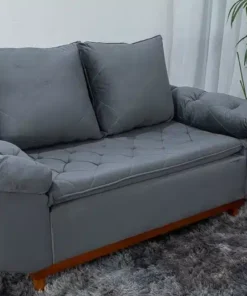 Sofá 2 lugares Bélgica Veludo Cinza Larg. 1.60m