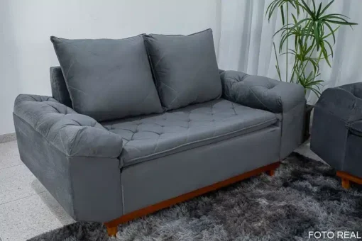 Sofá 2 lugares Bélgica Veludo Cinza Larg. 1.60m