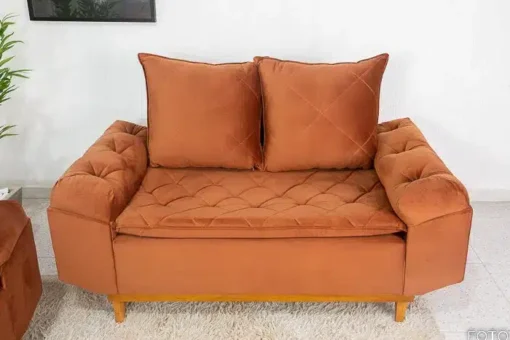 Sofá 2 lugares Bélgica Veludo Terracota Larg. 1.60m