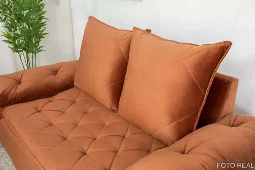 Sofá 2 lugares Bélgica Veludo Terracota Larg. 1.60m - Imagem 2