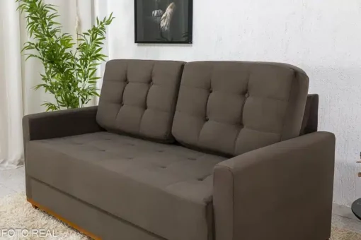 Sofá 3 lugares Living Áustria Veludo Marrom Larg. 1.70m - Imagem 3